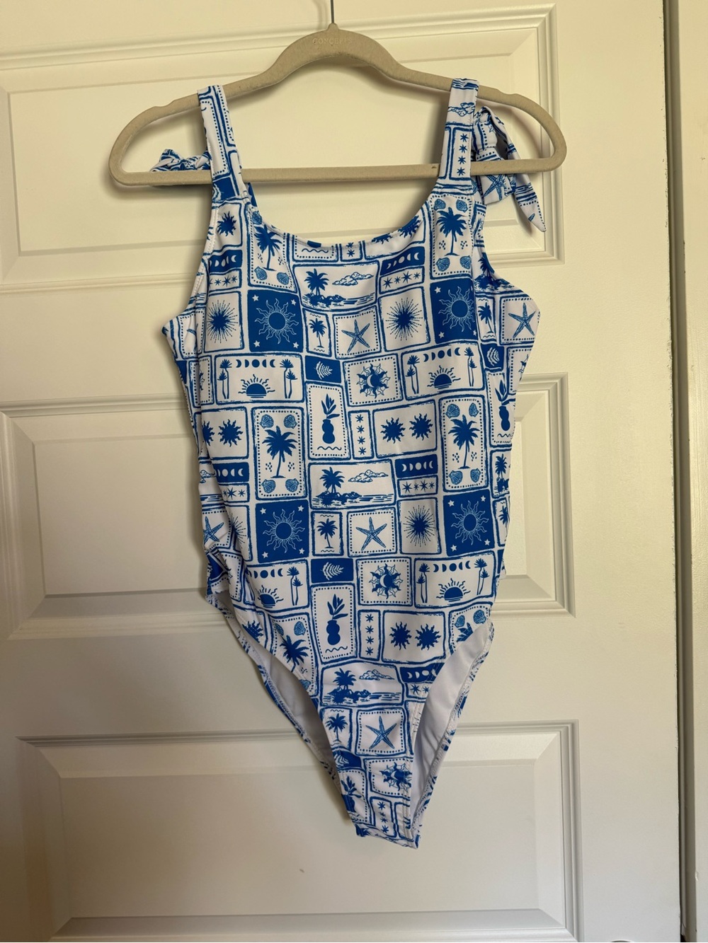 NWT- Pink Lily- Blue/White One Piece- Size XL